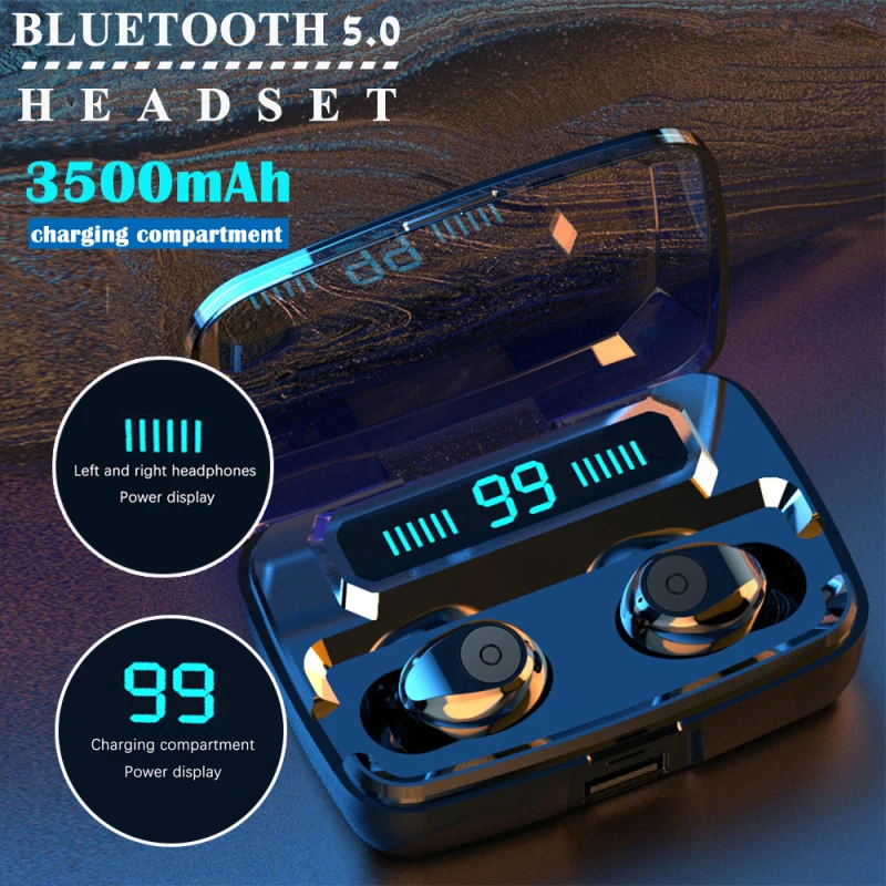 Новый F9 TWS беспроводной Bluetooth 5 0 наушники спортивные стерео вкладыши с 3500 мАч