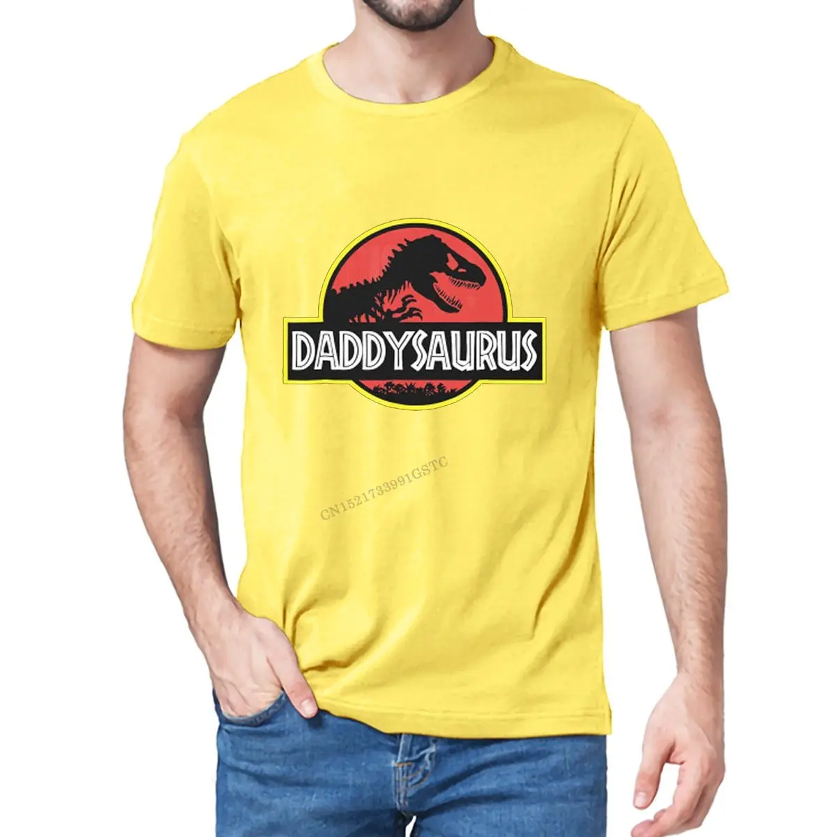 Dinosaur Dad Saurus Father's Day Gifts Funny Graphic Tee Family Birthday Party Tops Men's Premium Cotton T-Shirt | Мужская