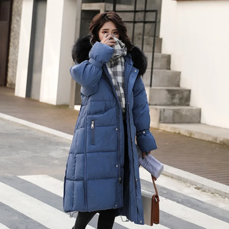 Abrigos Mujer Invierno новая парка Корейская Женская Длинная зимняя женская шапка Толстая свободная хлопковая куртка женские зимние пальто