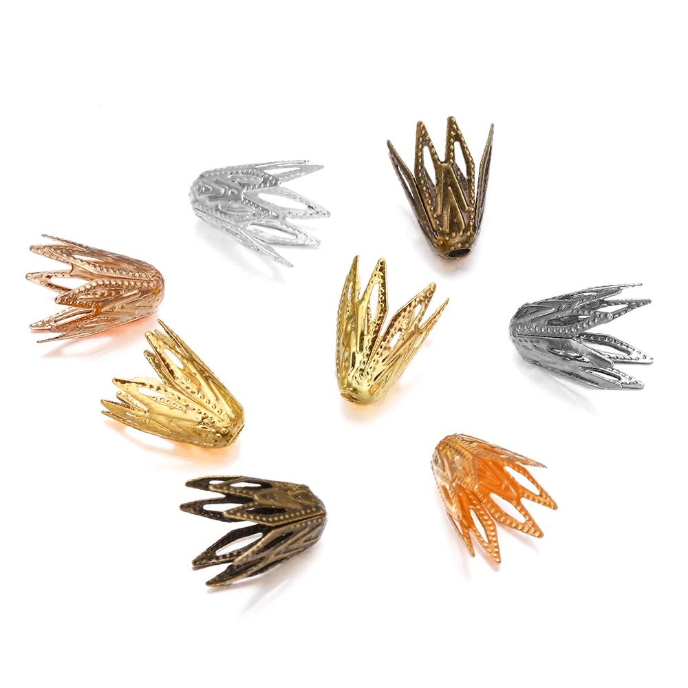 

100pcs Ancient Charms Flower Shape Pendant Beads Caps Cone Filigree End Beads Cap For Jewelry Making DIY Earring Necklace
