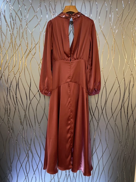 new winter women solid color was thin irregular V-neck dress 1011 paillette