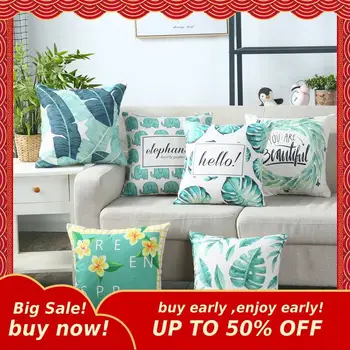 

MIHE Plant Cushion Cover Decorative Pillow Case 40*40 45x45cm Printed Sofa Seat Case Car Pillowcase Soft Bed Pillow Covers