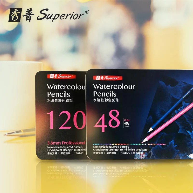 

Superior 36/48/72/120 Colors Professional Watercolor Drawing pencils Set For School Gifts Sketch Painting Art Supplies