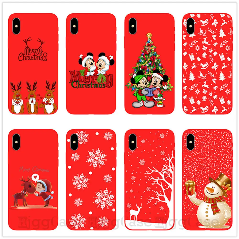 

Phone Case For iPhone 6 6S 7 8 Plus 5S SE X XS XR XS Max Cartoon Christmas Deer & Snowman Soft TPU Phone Back Cover Cases Gift