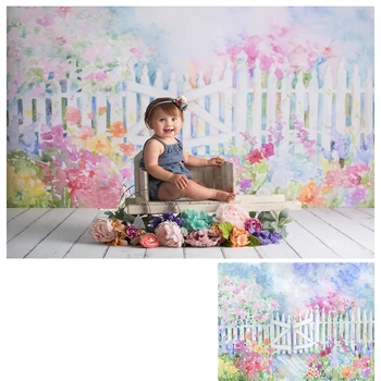

white floral fence baby photography background cloth backdrop pictures vinyl photoshoot photobooth vl190