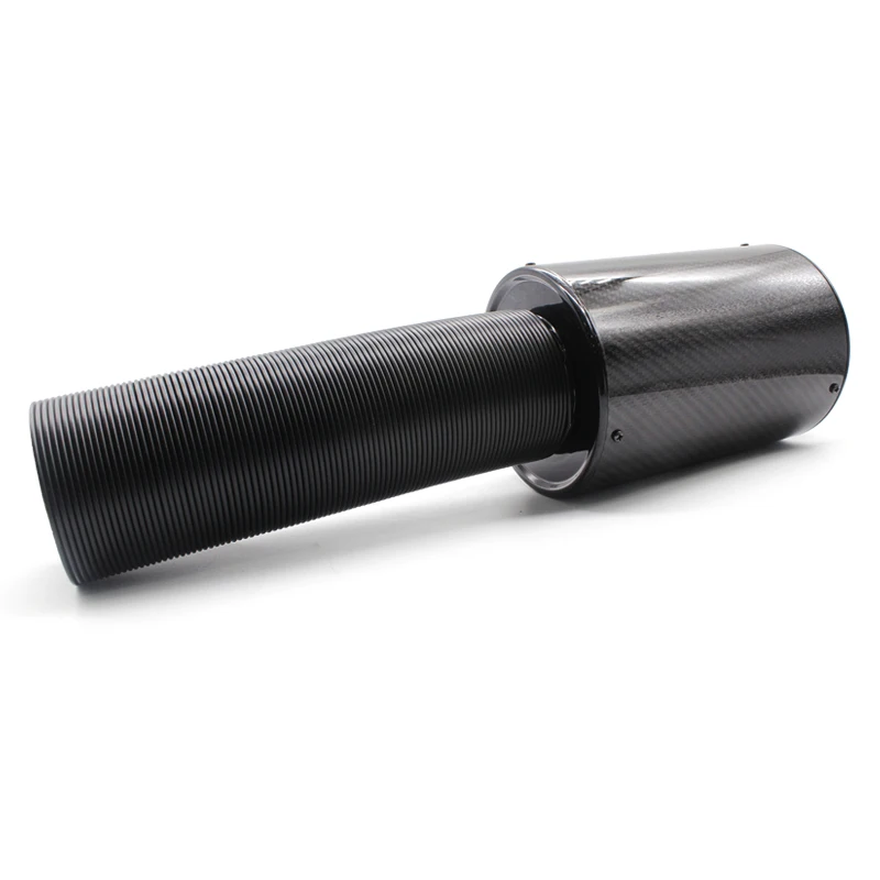 DEFT Universal Car 76mm 3 Car Carbon Fiber Induction Air Intake Filter Kit Ram Filter Box Cold Air Intake Bellows Intake Hose (10)