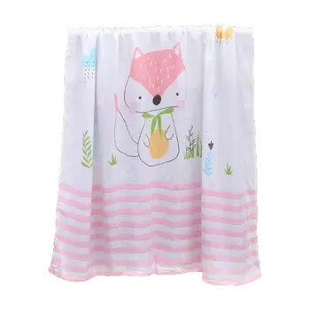 

Double Gauze Baby Blanket Cartoon Print Square Children Infants Bath Towel Newborn Stroller Cover Mat