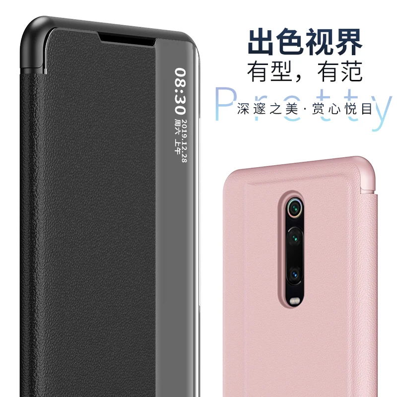 Умный зеркальный флип чехол для Xiaomi Mi 9 T Pro Redmi K20 кожаный накладка с подставкой