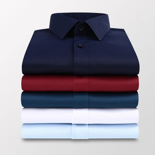 Plus Size 5XL 6XL 7XL Men Solid Color Business Shirt Fashion Casual Slim White Long Sleeve Shirt Male Brand Clothes 1