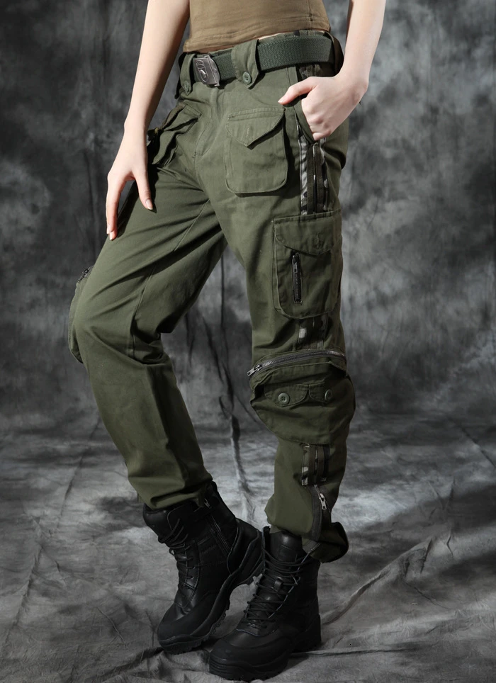 Открытый Мульти карман Тактические длинные брюки износостойкие Чистый хлопок ткань для пеших прогулок Кемпинг скалолазание женские свободные прямые брюки