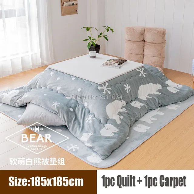 180x180cm Kotatsu Futon Blanket 1pc Funto + 1pc Carpet Cotton Soft Quilt Japanese Kotatsu Table Cover Square/Rectangle Comforter 5