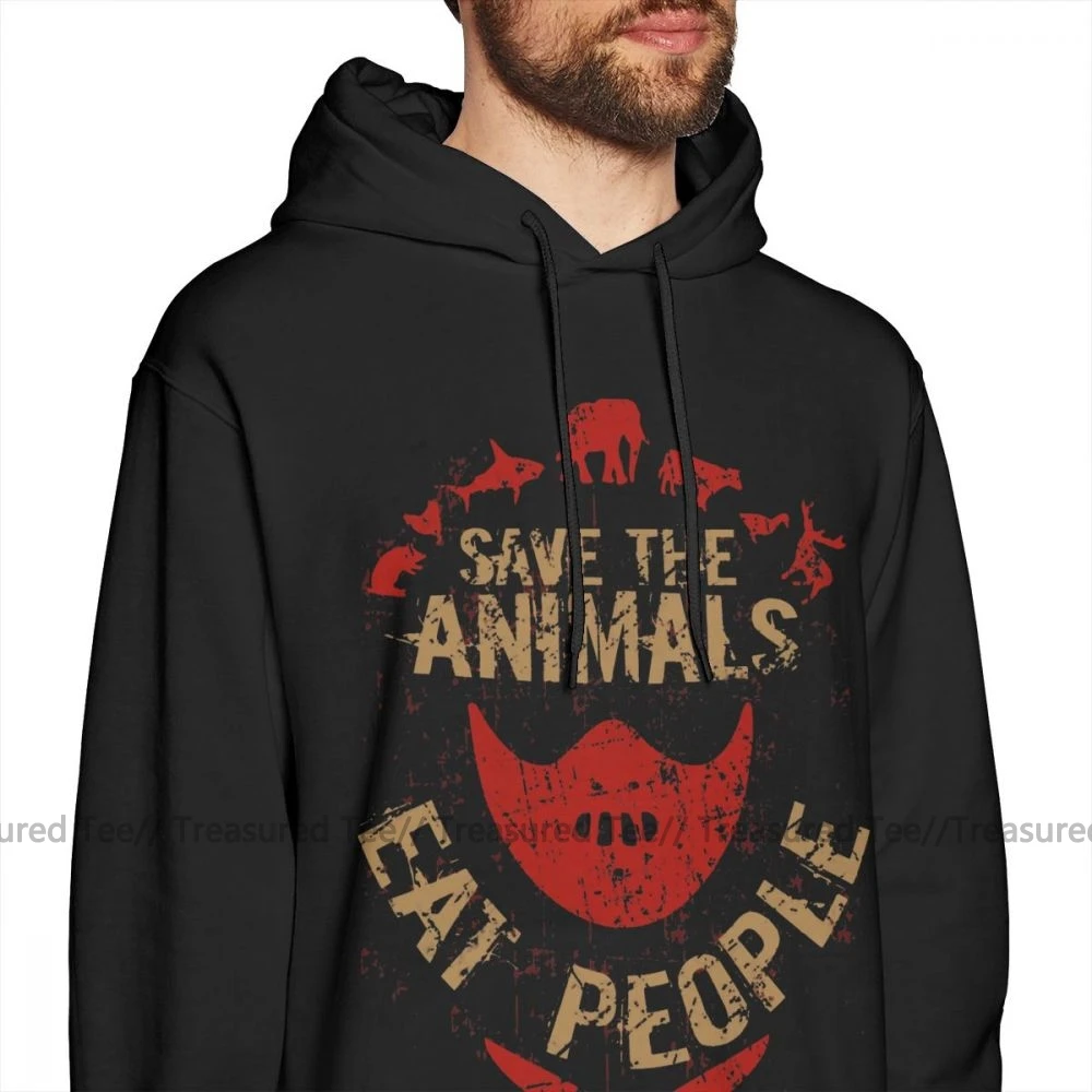 Толстовка Hannibal Save The animals, EAT PEOPLE, толстовки, зимние мужские пуловеры, худи, красная хлопковая уличная одежда, XXL, длинные толстовки