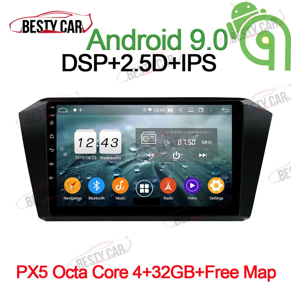 PX5-A-4-32GB-DSP 10,1 ''ips Android 9,0 Автомобильный мультимедийный плеер Авто Радио стерео для VW Magotan Passat B8 gps навигация DSP - Цвет: PX5-A-4-32GB-DSP