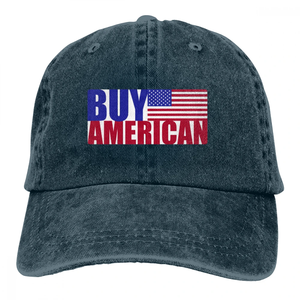 Buy American Casquette Black Unisex Mens Womens Denim Strapback Baseball Cap Adjustable Golf Dad hat