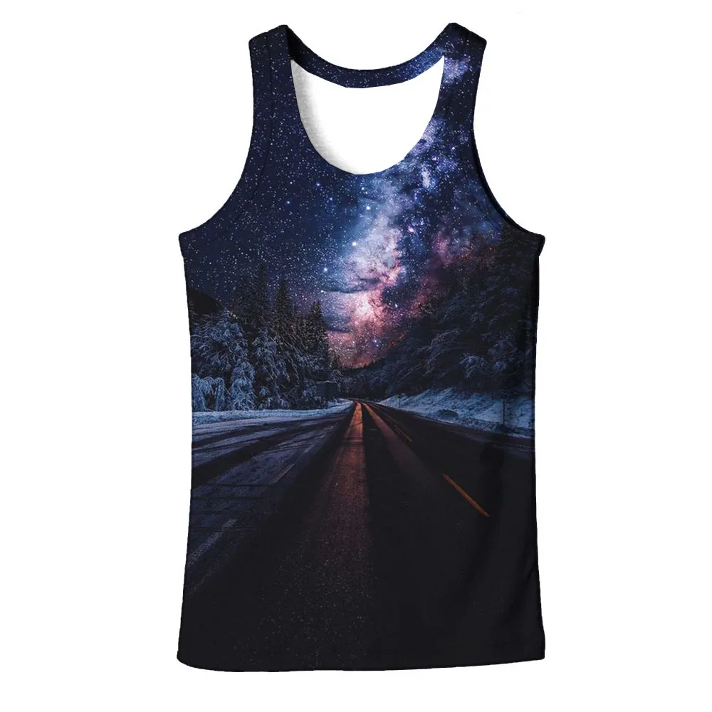 

UNEY Galaxy Tank Tops For Men Summer Graphic US Size 3D Sleeveless Road Vest Sports Gym Tops 2020 New