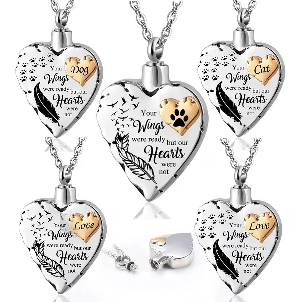 Heart Angel Wings Cremation Jewelry 