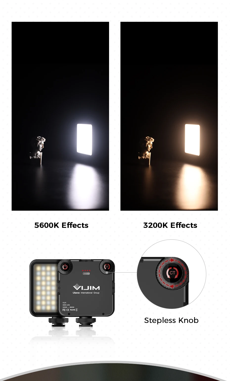 Ulanzi VL81 VL200 3200k-5600K Dimmable Mini LED Video Light for Smartphone SLR