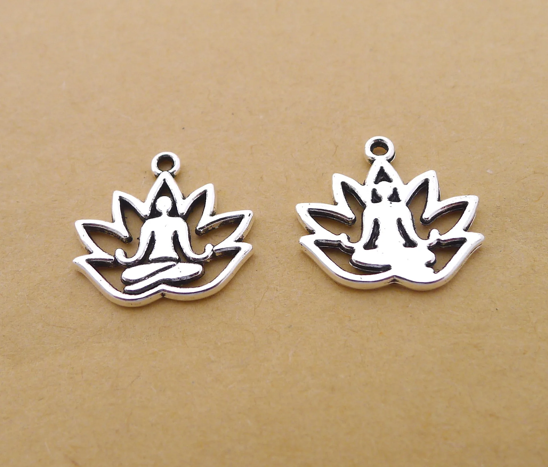 

Handmade Earrings Charms Diy Accessories For Jewelry Pendant Bracelet 10pcs 17x18mm Antique Silver Color Lotus Buddha Charms