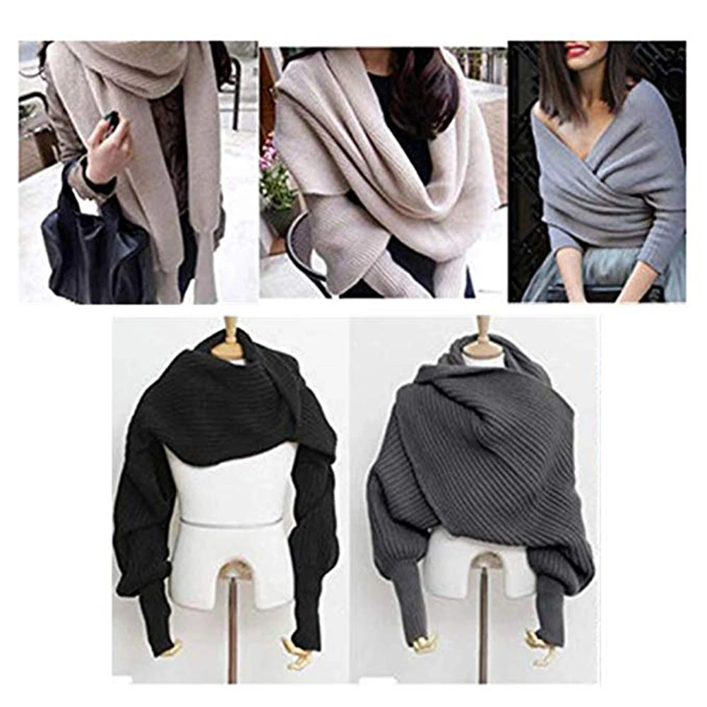 Women Scarf Sweater Crop Knit Winter Sexy V Neck Off Shoulder Long Sleeve Knitted Sweater Warm Pullover Top Fashion Women Scarf Sweater Crop Knit Winter Sexy V Neck Off Shoulder Long Sleeve Knitted Sweater Warm Pullover Top Fashion
