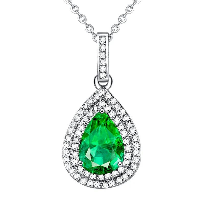 Зеленый Bague Ringen, элегантное, темпераментное, изумрудно-зеленое ожерелье для женщин, Классическая Подвеска из драгоценных камней в форме капли воды, серебро 925, ювелирное изделие - Цвет камня: Зеленый
