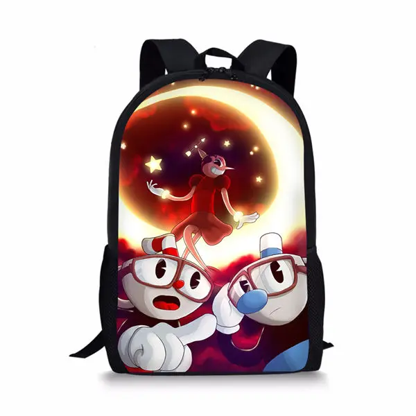 HaoYun цветные куклы игрушки Cuphead Mugman школьная сумка для детей подростков ранец рюкзак мультфильм аниме набор детских книжных сумок - Цвет: CDWX4384C