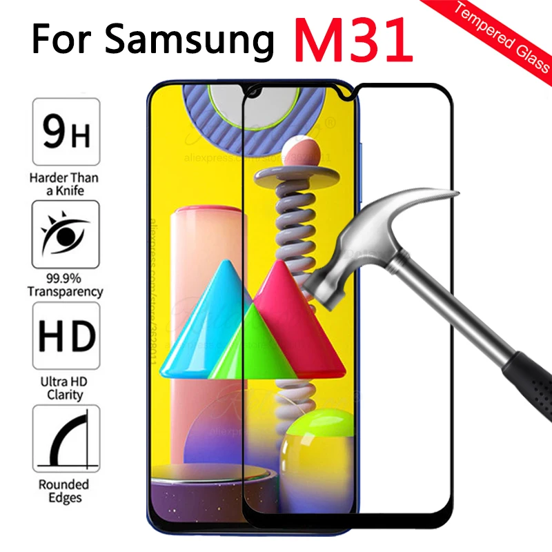 Full Cover Tempered Glass For Samsung Galaxy M31 2020 M315F Screen Protector M 31 6.4" safety Protective Film 9h | Мобильные