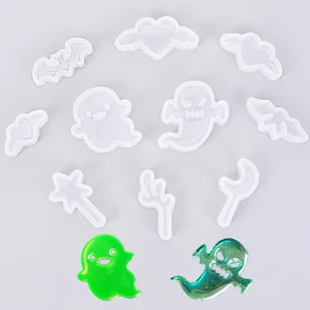 

10Pcs Skull Bat Stars Moon Silicone Mould Pendant Mould For Resin Flower DIY Mould Jewelry Making Tool Resin Molds For Jewelry