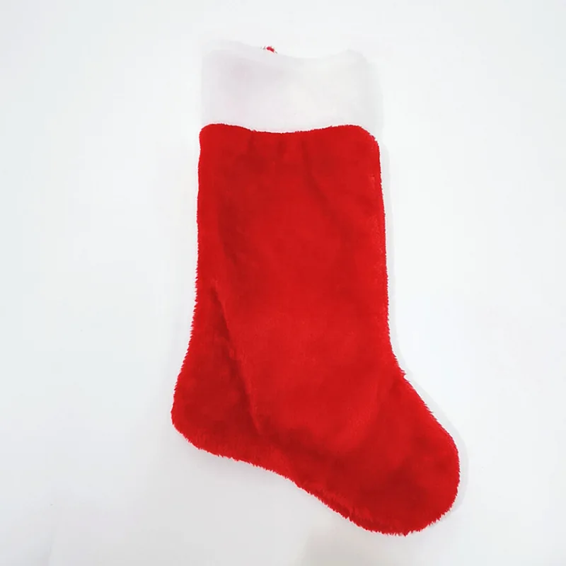 42cm Christmas Stockings White Plush Cuff Hanging Socks Personalized Gift Bag Stocking Decorations Season Fireplace Decor