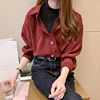 Shirts Women Fake Two-pieces Vintage Fashion Blouses Street-wear Patchwork Long-sleeve Loose Office-ladies All-match Simple Chic ► Photo 2/6