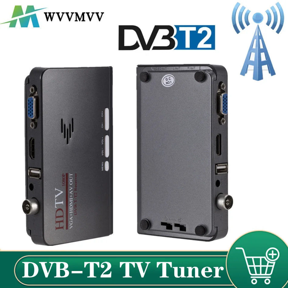 ТВ-приемник WVVMVV DVB-T/стандартный ТВ-тюнер DVB T/T2 TV Box VGA AV CVBS 1080P HDMI Цифровой HD