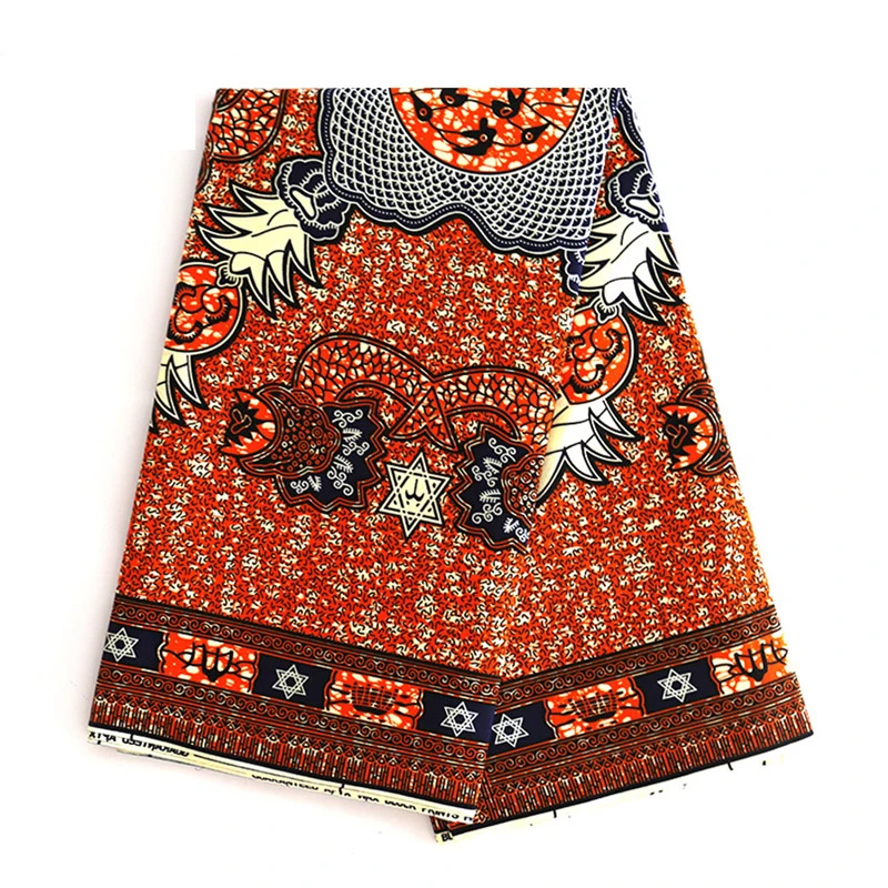 Оранжевый хлопок Африканский принт настоящая восковая ткань для женщин Мужская одежда 6 ярдов батик ткань нигерийская голландская настоящая восковая ткань
