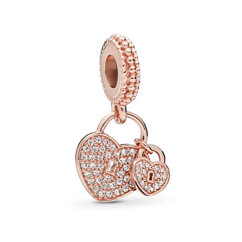 Rose Gold 05 Boosbiy, 2 шт., розовое золото, Лев, корона, любовь, сердце, подвеска, шарм, Подходит для Pandora, браслеты и ожерелья для женщин, ювелирные изделия, аксессуары - Цвет: Rose Gold 05