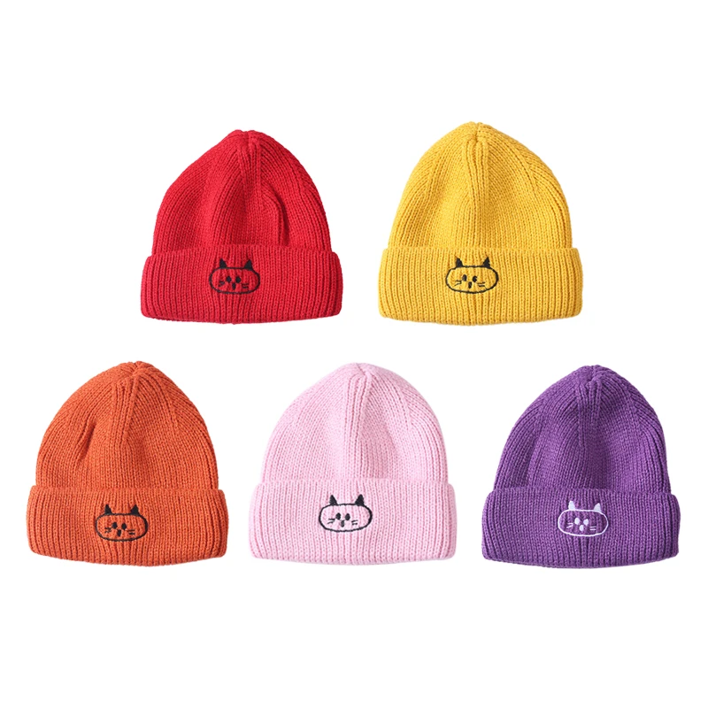 

Newborn Boys Girls Caps Cute Autumn Winter Warm Kids Baby Cartoon Print Hats Wool Hemming Caps Baby Hats Newborn Unisex NEW
