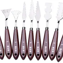 9 шт. Набор ножей для нанесения краски, универсальный набор ножей из нержавеющей стали и дерева для смешивания красок