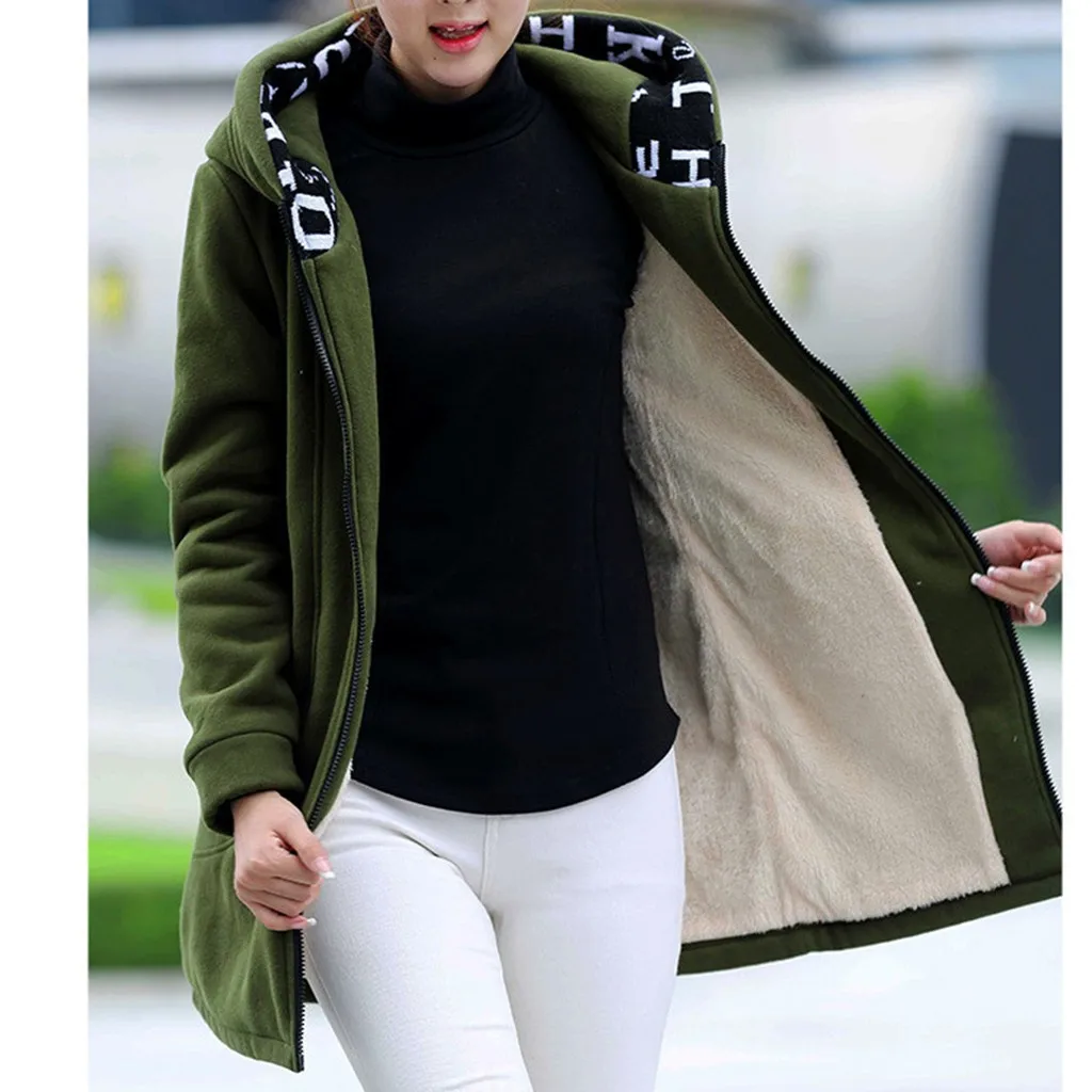 Womail Womens Coats Womens Winter Warm Outwear Solid Hooded With Pockets Composite Coat women S-4XL
