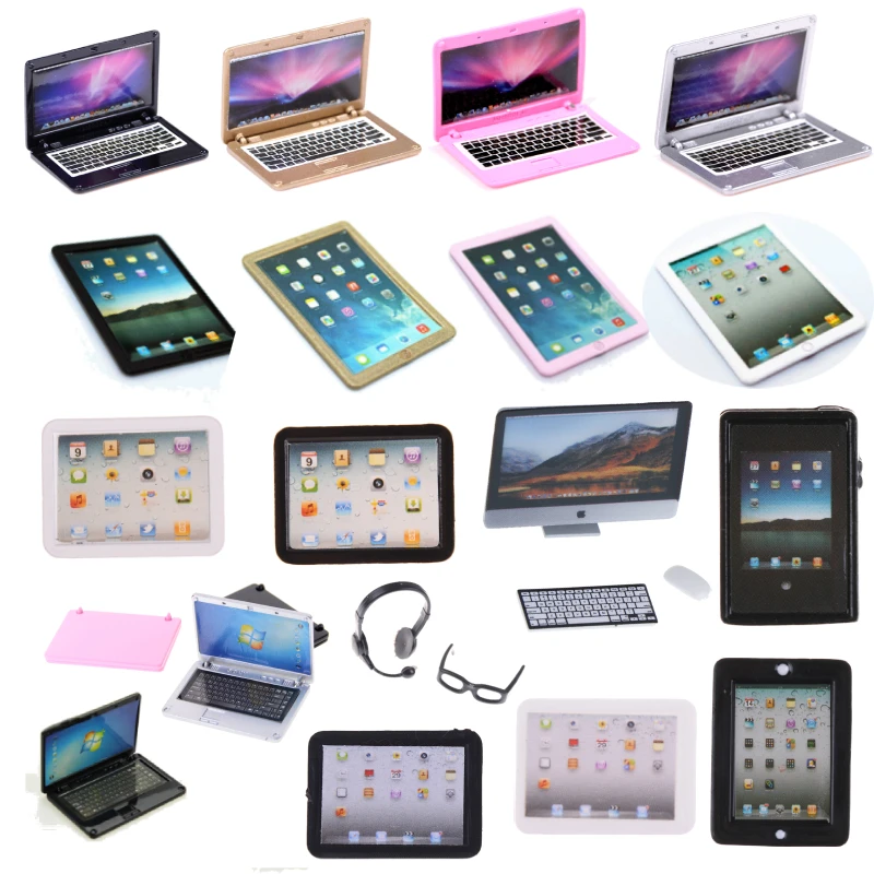 Мини ноутбук компьютер Кукольный дом сцена миниатюрный моделирование кукла