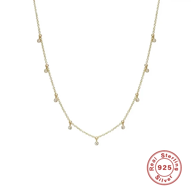 BOAKO Necklace 925 Sterling Silver Jewelry For Women 2020 Sequins Cadena Plata Fashion Jewelry Choker Crystal Gold/Silver #8.5 22