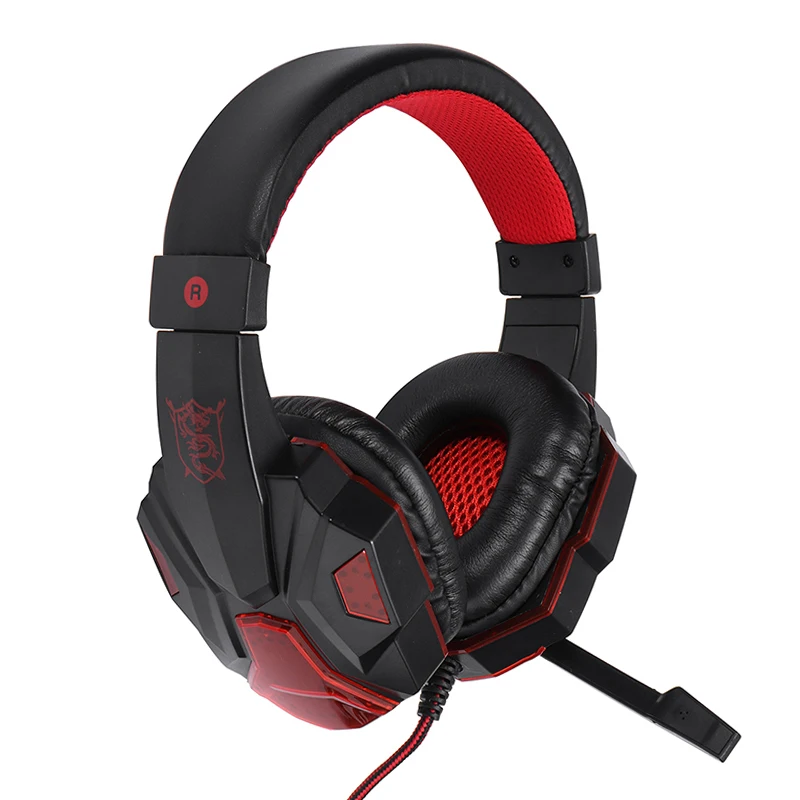 For Computer PS4 1pc Professional Led Light Gamer Headset Adjustable Bass Stereo PC Wired Gaming Headphones With Mic Pohiks