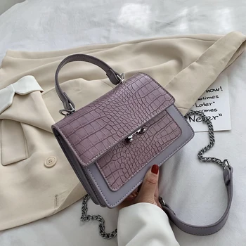 

Crocodile patent mini perple Crossbody Bags For Women 2020 Small Handbag Small Bag PU Leather Ladies Designer Evening Bags