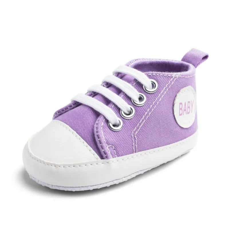 Детская парусиновая обувь с логотипом для малышей; мягкая Нескользящая детская обувь для новорожденных мальчиков и девочек; первая обувь для малыша - Цвет: YTM611Z