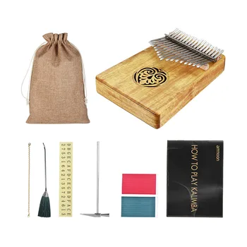 

Hot New Kalimba Mbira Thumb Piano Sanza 17 keys Solid Wood Finger Piano with Carry Bag Music Book Musical Scale Stickers