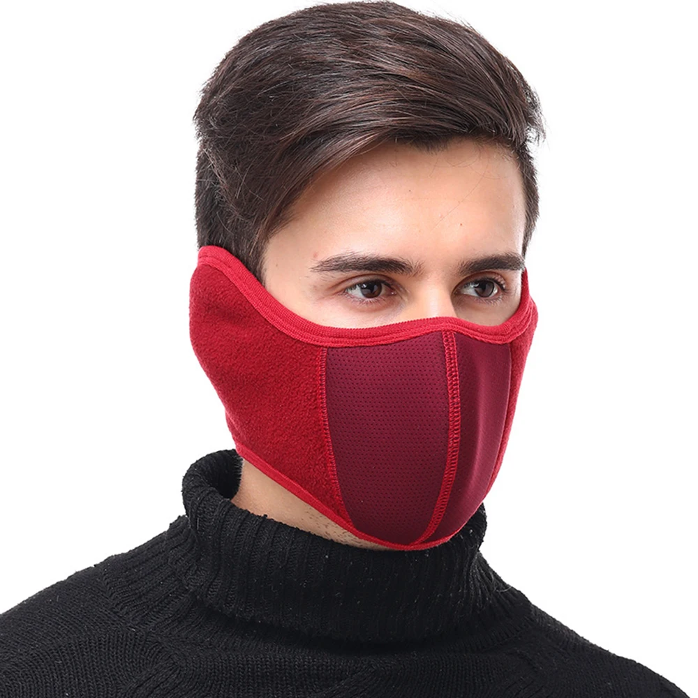 Черная унисекс зимняя теплая утолщенная маска для рта флисовые наушники для езды на лыжах ветрозащитные пылезащитные маски со ртом для лица