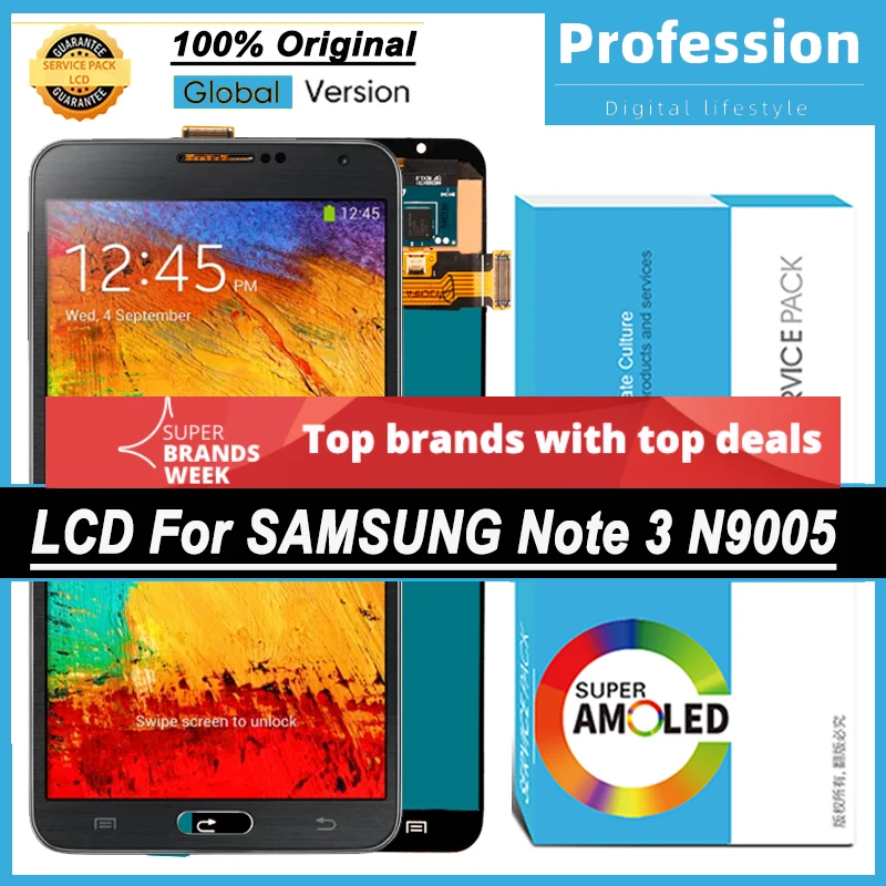 100% Original 5.7'' Super AMOLED Display for Samsung Galaxy Note 3 N9005 LCD Touch Screen Digitizer Assembly Repair Parts |