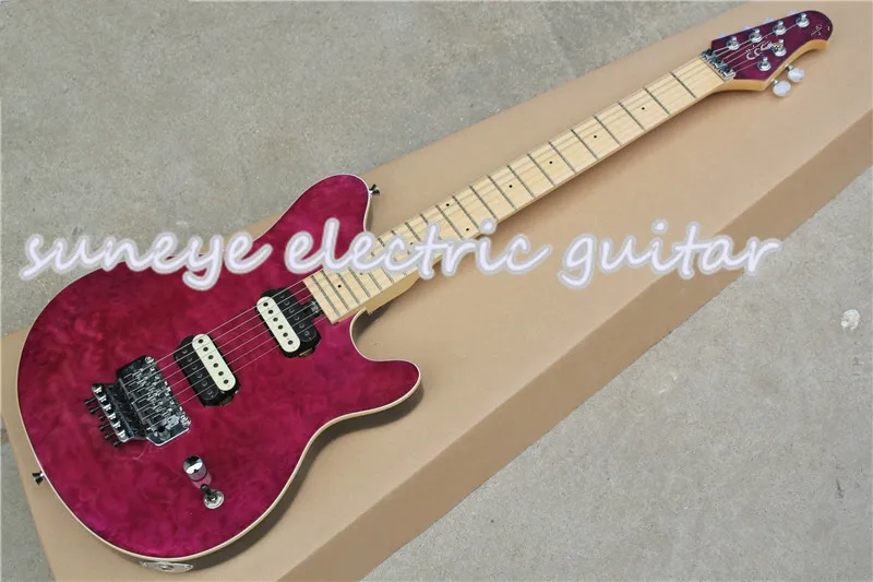 

Suneye Purple Quilted Finish Electric Guitar Music Man Style AX40 Tremolo Guitarra Electric DIY Guitar Kit Custom Available