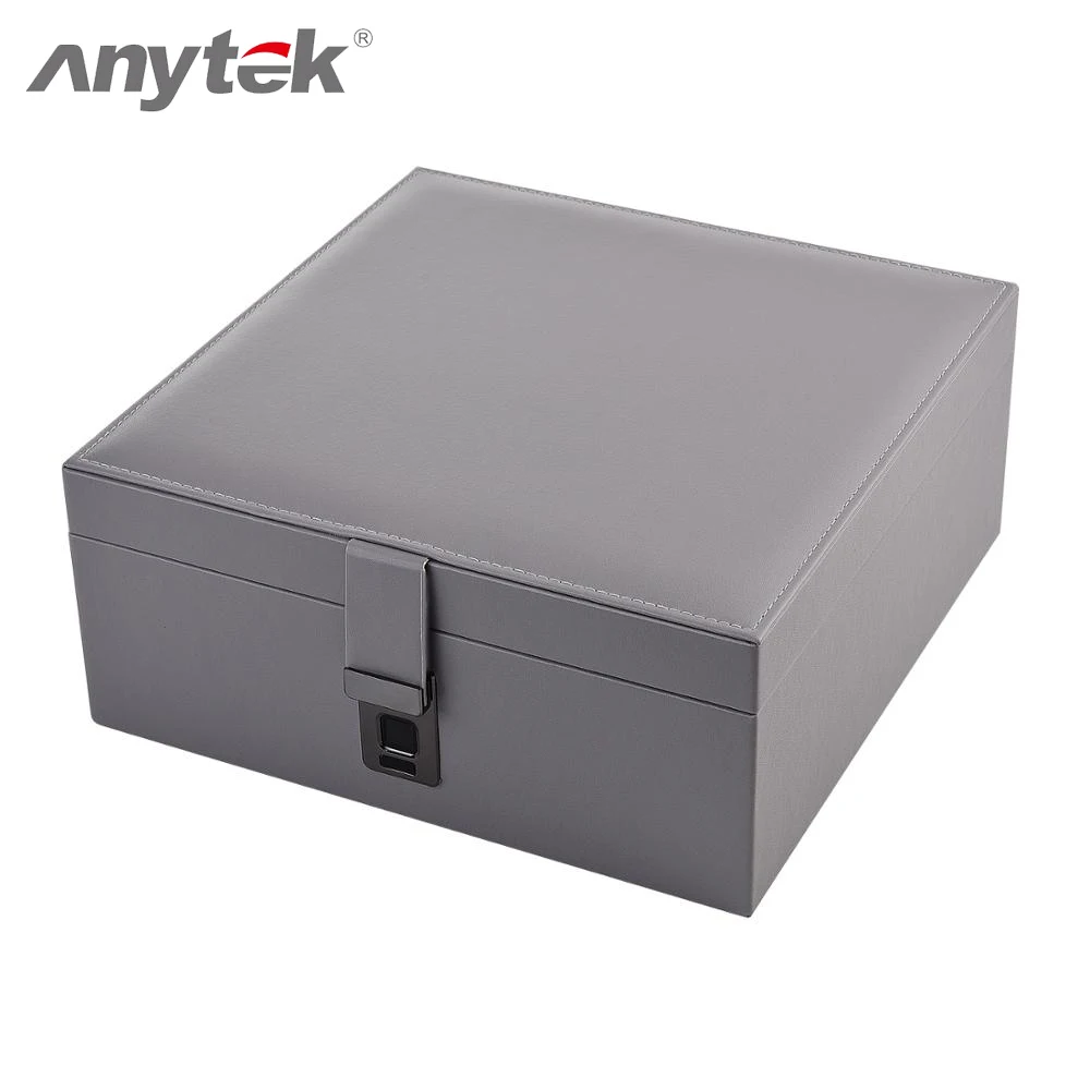 

Jewelry Box With Fingerprint Unlock Rational Layout Hight Quality Leather PU Claimond Veins Type-C Input 40 Fingerprint Sets
