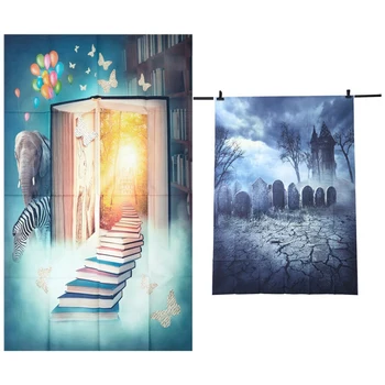 

Vinyl Photography Background Horror Castle, Dry Ground, Tree, Stone for Halloween 2.1 x 1.5M & Fairy Tale Background