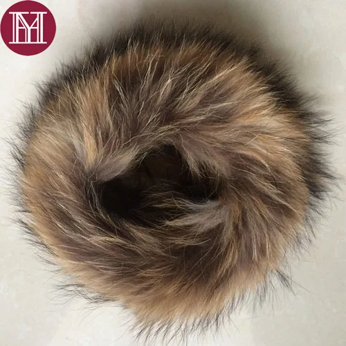 Nature brown Женский зимний теплый меховой шарф модный Женский вязаный натуральный мех енота кольцо для шейного платка глушитель эластичные шарфы для девочки бренд - Цвет: Nature brown