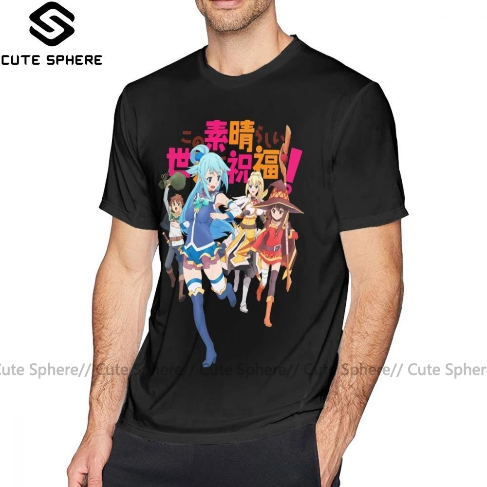 

Megumin T Shirt Konosuba T-Shirt Funny 100 Percent Cotton Tee Shirt Printed Plus size Short Sleeve Man Casual Tshirt