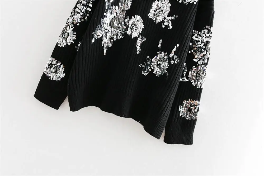 Осень и зима новая женская одежда с длинными рукавами ручной работы Жемчужный Цветок вязаный свитер пуловер свободный свитер