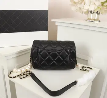 

2020 new ladies leather high quality fashion classic luxury brand bag leather ladies one-shoulder sheepskin pearl bag